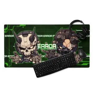 System Error Oni Demon Cyborg Gaming Mouse Pad, Futuristic Desk Mat Accessory