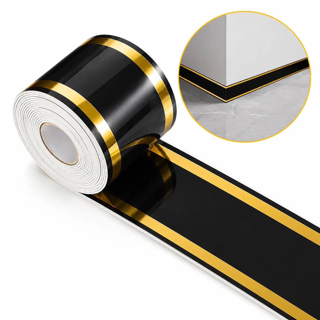 Roll Up Self Adhesive Skirting Board Anti-Collision and Waterproof Waistine Living Room and Bedroom Decorative Wall Stickers