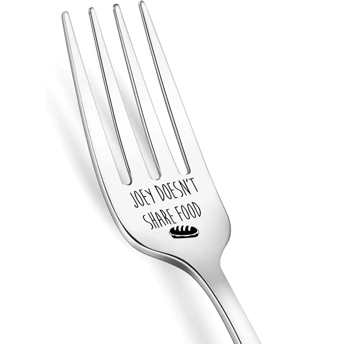 Funny Joey Doesn't Share Food Engraved Stainless Steel Cutlery Fork, Metal Forks, Tableware, TV Show Inspired Fan Gift, Humorous Dessert and Cake Fork for Friends, Dinnerware