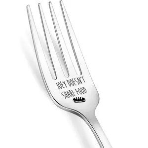 Funny Joey Doesn't Share Food Engraved Stainless Steel Cutlery Fork, Tableware, TV Show Inspired Fan Gift, Humorous Dessert and Cake Fork for Friends