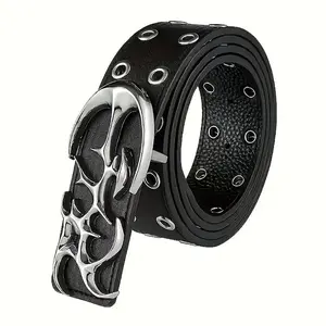 New Stylish Y2K Hollow PU Leather Fashion Punk Belt for Men Women-Trendy Accessory for Gift Giving, Neutral Waist Belts Plus Size Fit Daily Wear