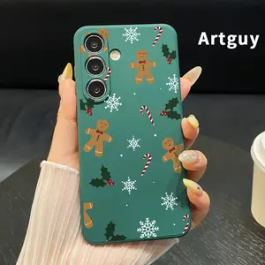 Gingerbread Festivity Pattern Phone Case Compatible with Samsung Galaxy S23 Ultra S24 Plus S25 S22+ Shockproof Full Camera Protection Durable Slim Silicone Cover