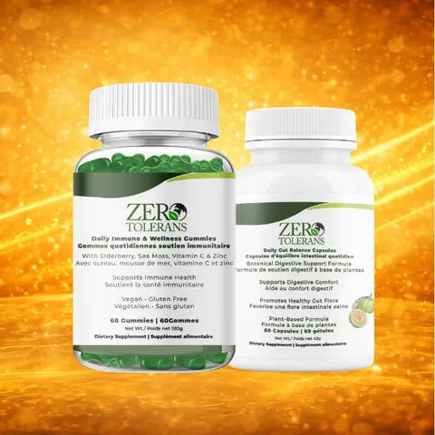 ZEROTOLERANS Wellness Duo Set (Gummies + Capsules) Digestive Enzymes Probiotic Antioxidant Water Enhancer