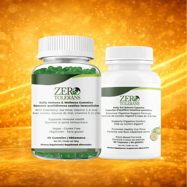 ZEROTOLERANS Wellness Duo Set (Gummies + Capsules) Digestive Enzymes Probiotic Antioxidant Water Enhancer