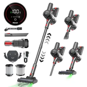 PRASKY Cordless Vacuum Cleaner, Powerful Suction, Powerful Brushless Motor, 8-in-1 Lightweight Handheld Vacuum Cleaner, 50-Minute Runtime, Removable Battery, For Pet Hair and Carpets