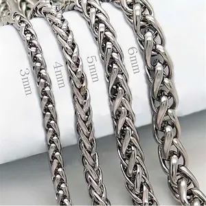HNSP STAINLESS STEEL SILVER COLOR TWIST ROPE CHAIN NECKLACE FOR MEN Women HIP HOP PUNK Jewelry Accessories 3/4/5/6/8MM Thick