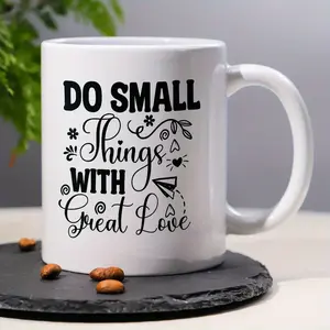 1pc, 3A Level, Affirmations Mug, Inspirational, Motivational Mug, DO SMALL Things with Great Love - Positive Life Quote Coffee/ Tea Mug, Mugs with Sayings for Women, Men, Friend, Coffee Lovers, 11oz