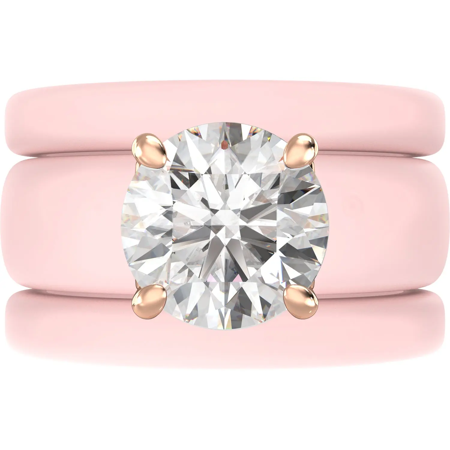 Round Cut Silicone Ring Set for Women, 2 Thin Stackable Rings - 7 mm Round Cut CZ | Patented Design - GlowStone Collection