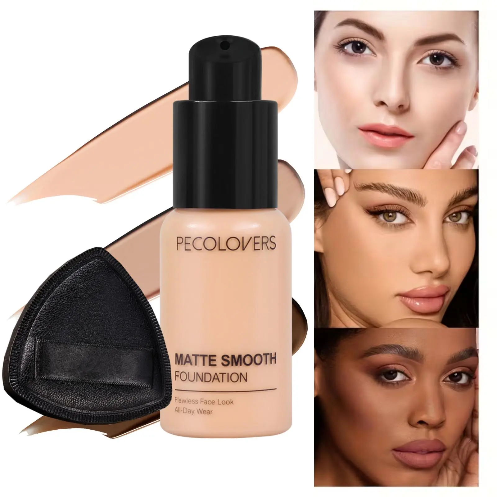 2PCS/Set Moisturizing Foundation & Concealer with Puff ，Waterproof, Suitable for Women'S Makeup, Medium Coverage, Fair to Light ， Ideal for Novices And to Use，Gift for Girls