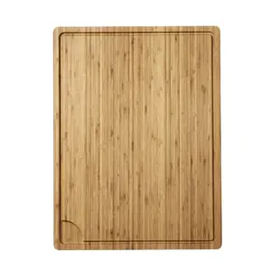 24x18 Inch Wood Cutting Board for Kitchen, Bamboo Butcher Block Charcuterie Boards with Side Handles and Juice Grooves, Reversible Chopping Board
