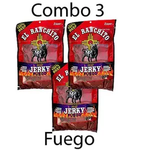 Combo 3 NEW 2025 Fuego El Ranchito Crunchy Beef Jerky Net Wt. 2 OZ