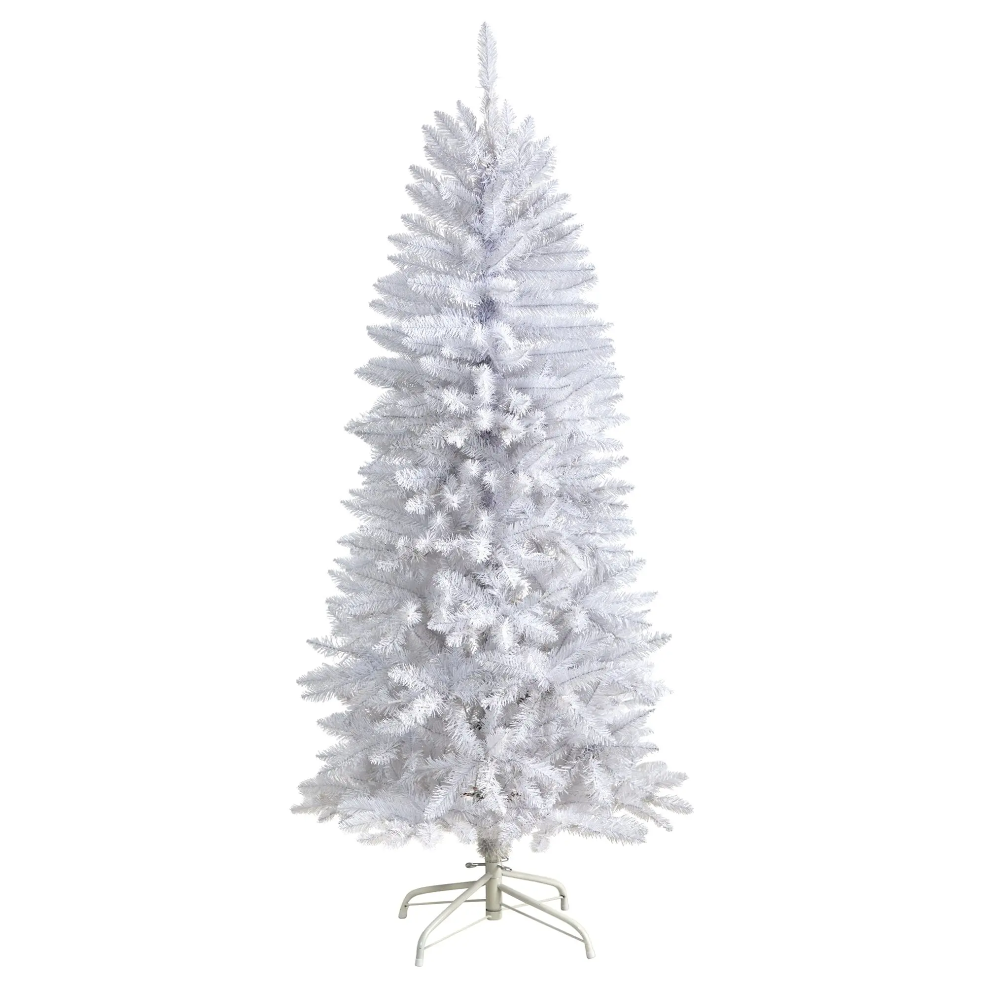 5ft Slim White Artificial Christmas Tree - Slender Form Holiday Decor, Metal Stand & Frame, 491 Bendable Tips for Branch Flexibility, Indoor Decorating Ornaments with Natural Look