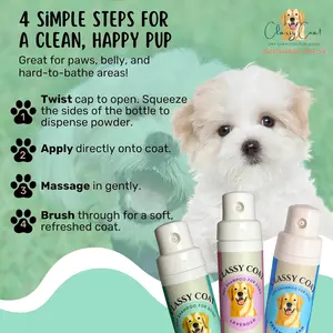 Dry Shampoo & Coat Deodorizer for Dogs | Waterless No-Rinse Squeeze Bottle Powder Formula | Nautral Ingredients-Talc and Alcohol Free | Safe for Sensitive Skin | Made in USA