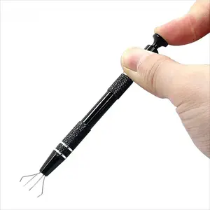 4-Claw Jewelry Screw Pickup Tool with 4 Sharp Tips, Aluminum Alloy IC Chip Extractor, Precision Electronics Component Collector, Precision Handling