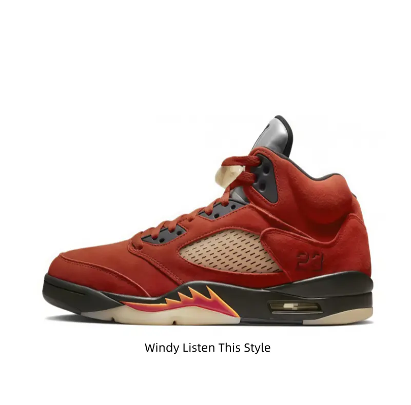 Rust Red Suede High Top Basketball Sneakers Gradient Jagged Sole 23 Print Retro Street Kicks