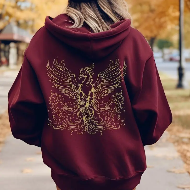 Phoenix Rising Hoodie, Rise From The Ashes, Rebirth Gift, Greek Mythology Mythical Hoodie Empowering Shirt Feminist Shirt Inspiration Hoodie