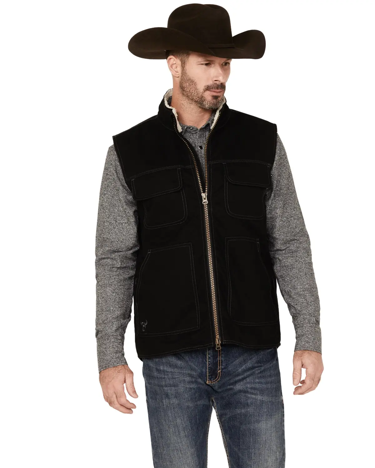 Men's Cowboy Hardware Men'S Logo Canvas Solid Workwear Vest - 185147-010