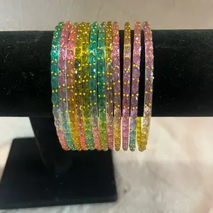 Prismatic Sparkle: Faceted Kashmiri Bangle Set | Gilded Horizon: Dotted Multi-Tone Set