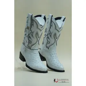 LA HERRADURA EXOTIC WHITE OSTRICH BOOT ROUND TOE