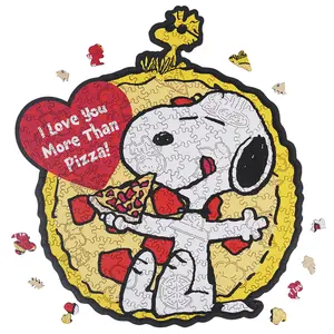 Wooden Jigsaw Puzzle Gift for Snoopy Lovers, 200 Pieces Unique Shaped, 5MM Thick, Officially Licensed Merchandise – One Slice at a Time, 11.2" x 12.5"