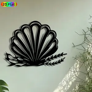 1pc Scallop Shell Metal Wall Art, Coastal Shell Statue Mural, Artistic Metalwork, Intricate Craftsmanship, Perfect for Housewarming, Summer Decor, Perfect for Bathroom Patio Beach House Decor, Ideal Gift for Coastal Living Enthusiasts.