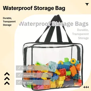 Spill Proof Tear Proof 6 Pack Large Toy Storage Bags Thickened PVC Waterproof with Zipper Transparent Organizer for Blocks Puzzles Makeup Pens