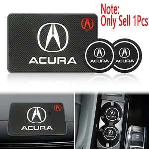 Acura Rubber Cup Holder Mat, Anti-Slip Thick Shockproof, Water Lock Leak Proof, Stable Grip, Fits Acura Tsx Rsx Mdx Rlx Rdx Integra Cdx Tlx-L Nsx Ilx Tlx Zdx Tl Rl, Car Accessories
