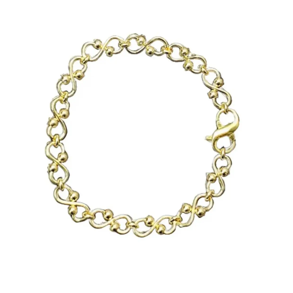 Gold Filled Infinity Link Bracelet with Infinity Clasp, figure 8 w/beads chain bracelet
