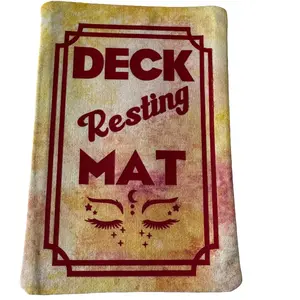 Celestial Edition Deck Resting Mat - Warm Orange Cotton Fabric Handmade for Tarot Oracle Decks USA Crafted (Pattern 3)