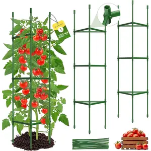 3 Pack Tomato Cages for Garden,Up to 51.2Inch Tomato Cage Trellis-Upgraded Hexagon Connector,Heavy Duty Adjustable Tomato Stake Support for Raised Garden Bed