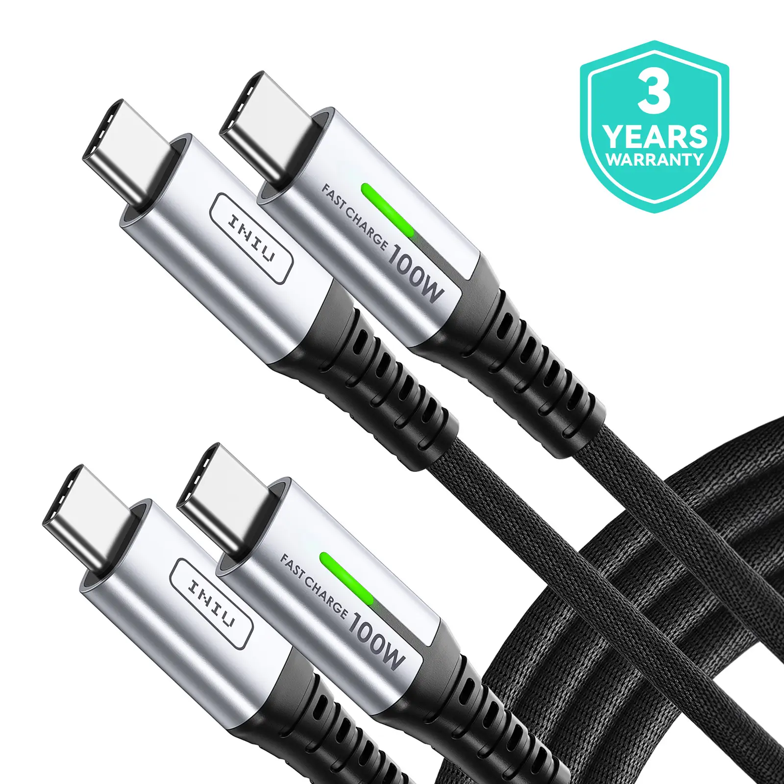 INIU USB C to USB C Cable, 100W [6.6ft] PD 5A Fast Charging Type C to Type C Cable, Nylon Braided USB-C Cord Phone Charger for iPhone 17 16/15/15 Pro/