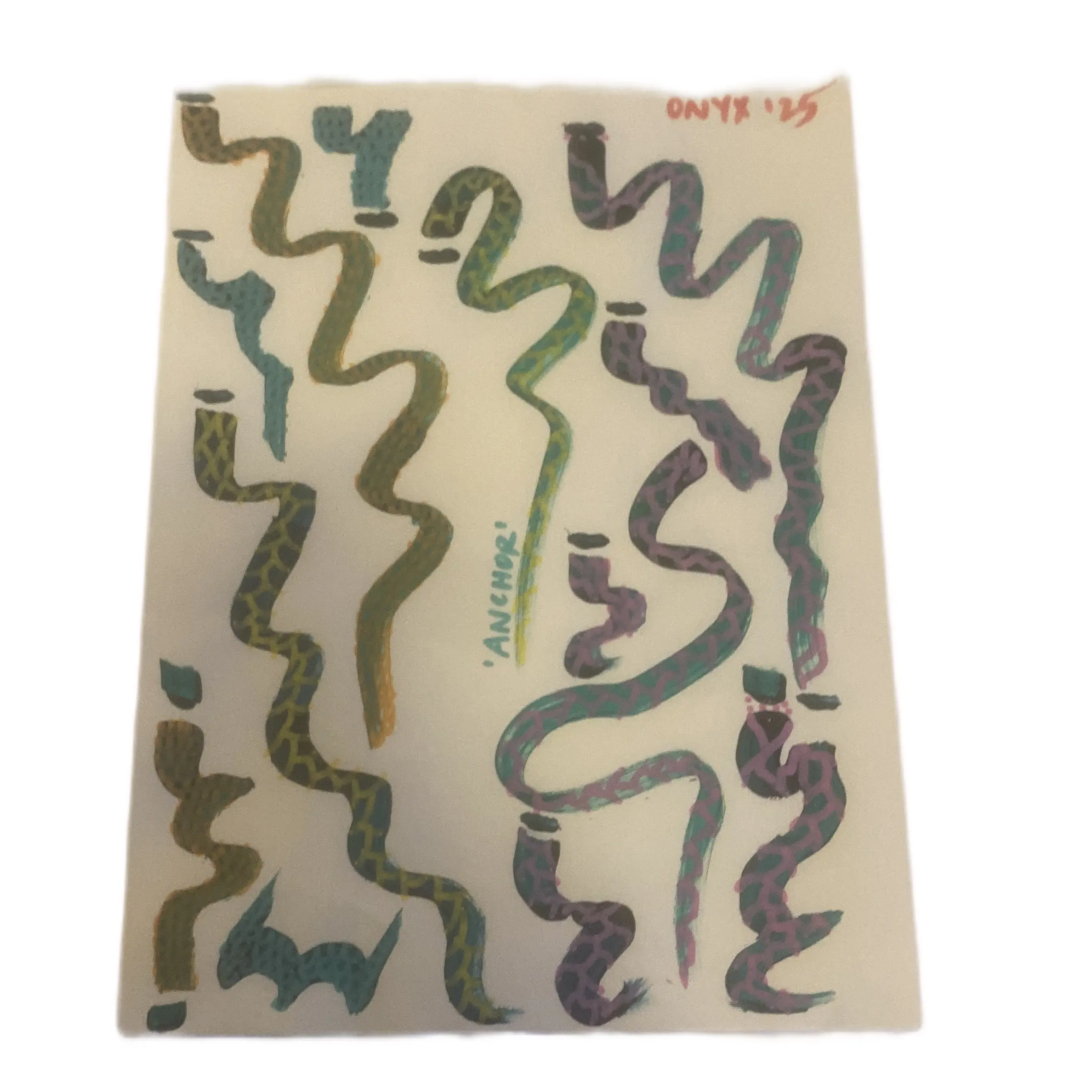 Anchor— Asemic Writing/ Year of the Wood Snake Original painting on sketch paper