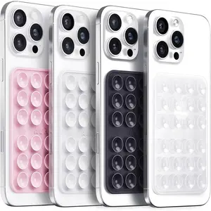 4 Pack  Suction Phone Case Adhesive Mount, 2026 Upgraded Thickened &  Suction Power Hands-Free Sticky Phone Grip Holder, Light +White+Transparent+Black, 2.28"x3.46"