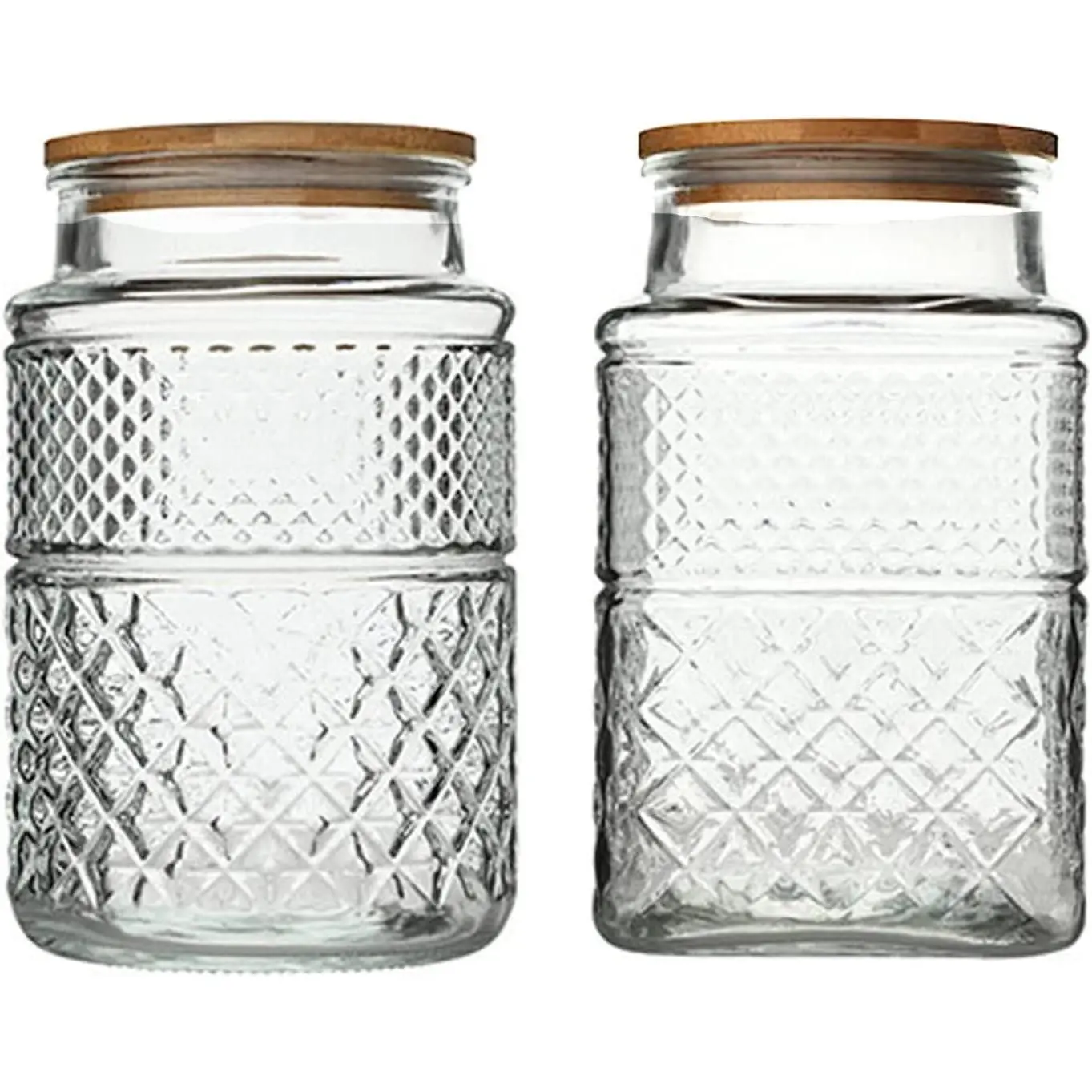 Large Glass Storage Jar, 2 Pack 60 FL OZ Glass Food Storage Containers with Bamboo Lid, Kitchen Containers Cereal Canisters Decorative Jar for Candy Snack Cookies Coffee Tea Nuts Airtight Glass Jars