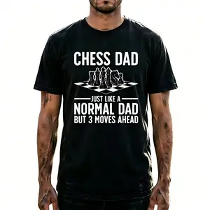 Men'S Dad Black Horse Chess Lover T-Shirt, Loose Fit Round Neck Short Sleeve Machine Washable All-Season Skin-Friendly Soft And Colorfast Ideal for Couples And Outdoor Activities