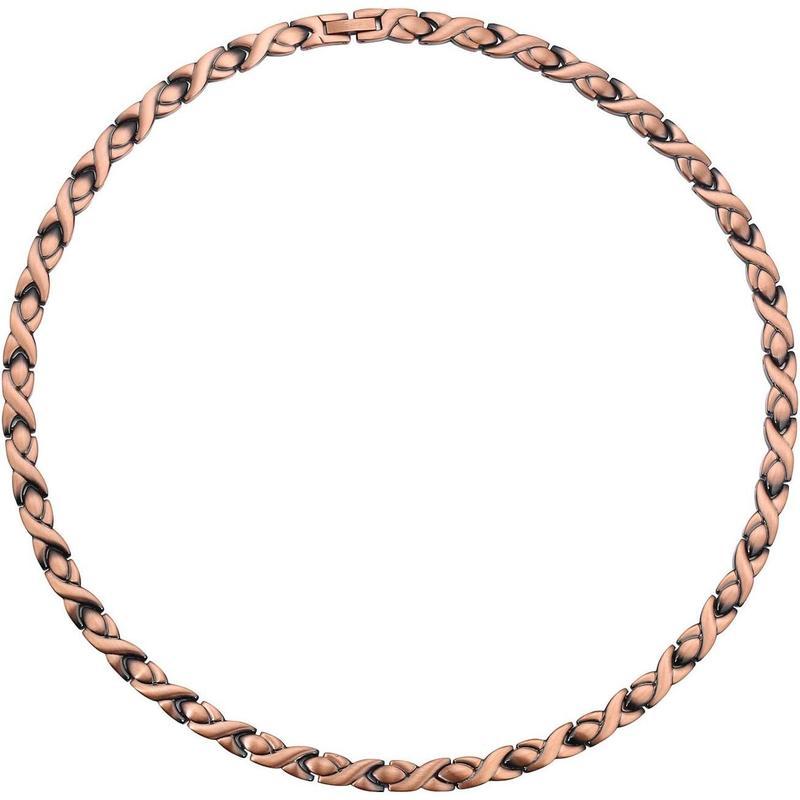 Copper Necklace for Women Men Pure Solid Copper Chain Necklace with Magnets Unique X Shape Links Adjustable