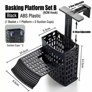 Fish tank hydroponic basket two-in-one turtle basking platform, turtle habitat climbing platform, aquarium water plant planting basket, with a pull rod for height adjustment, a hook for adjustable tightness, suitable for a variety of containers
