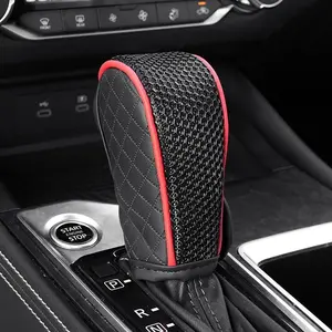 1pc Car Gear Shift Knob Cover Handle Cover, PU Leather Anti-slip Protective Case, Auto Interior Accessories Decorations, Shift Lever Cover