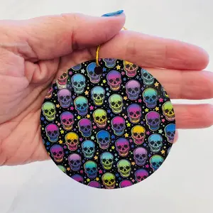 Rainbow Skull Christmas Tree Ornament - Gothic Festive Decor, Bold & Spooky Twist on Magical Holiday Gifts