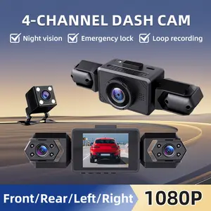 4-Channel Dash Cams For Car: 1080P CAR DVR with Night Vision, Emergency Lock & Loop Recording – Front/Rear/Left/Right 360° Coverage for Uncompromised Driving Security