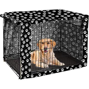 Durable Polyester Dog Crate Pet Kennel Cover Universal Fit for Wire Dog Crate Fits Most 48 inch Dog Crates Cover only Black