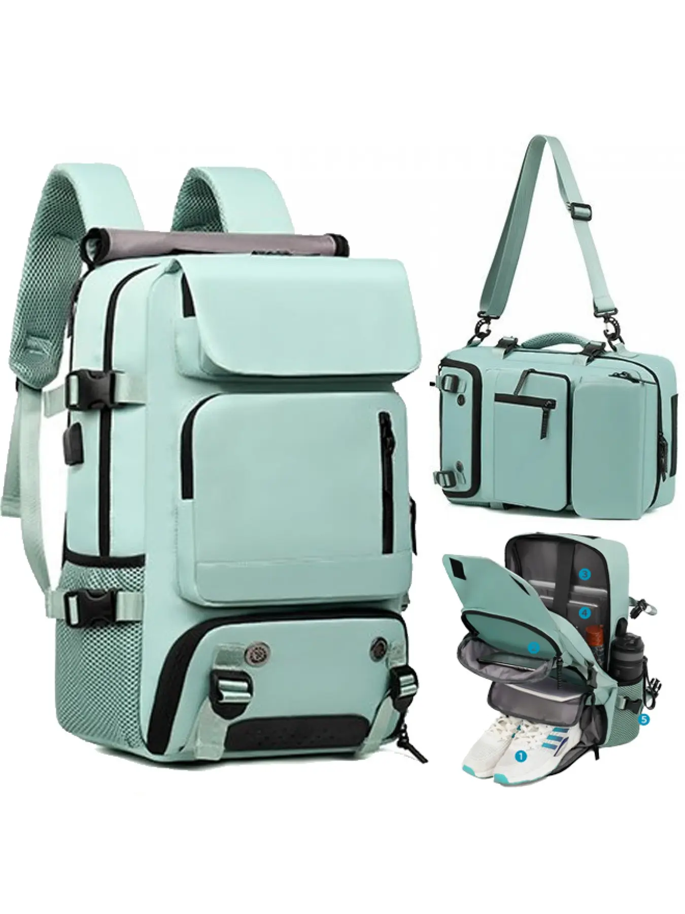 Business Large-Capacity Backpack with Laptop Compartment & Independent Shoe Compartment, Commuter Backpack, Ideal for Commute & Business Trips, Waterproof Backpack