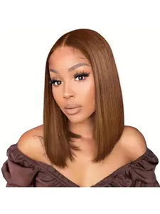 Bob Wig Human Hair Chocolate Brown Straight Bob Wig 13x4 Lace Front Wigs Human hair 180% Density Glueless HD Transparent Lace Frontal Wig Bob Wigs Pre Plucked Human Hair Wig