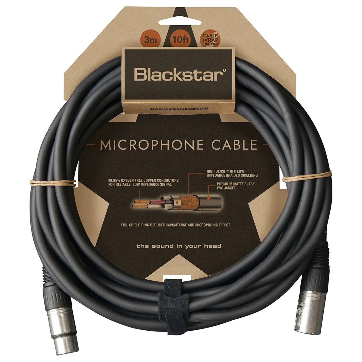 Blackstar 10' XLR Male to Female Microphone Cable, Matte Black, Copper Wire, Audio Gear Accessory, Xlr Cable