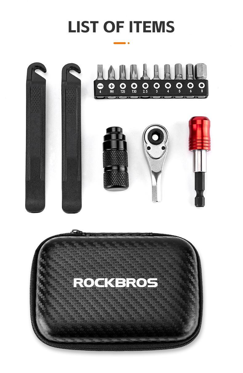 ROCKBROS 72-Tooth Ratchet Wrench Tool Set 2.5-8mm Allen Hex Torx Sockets for Road Mountain Bike Maintenance Detachable Design Easy Carry