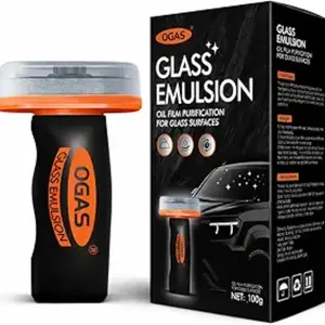 Car Glass Oil Film Remover (100ML), Roller Ball Glass Polishing Paste Set with Cleaning Board, Strongly Removes Oil Films and Stains