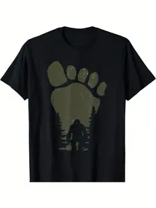 Men's & Women's Plus Size Vintage 220gsm Heavyweight Cotton T-Shirt - Hip Hop Footprint Graphic Crewneck Tee Soft Casual Shirt for Valentine's Day Easter St Patrick's Day Casual Attire (Unisex Retro Style)