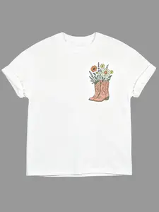 Cowgirl Boots Wildflowers T-Shirt, Retro Western Graphic Tee, Country Girl T-Shirt, Rodeo Outfit, Gift for Her, Country Farm