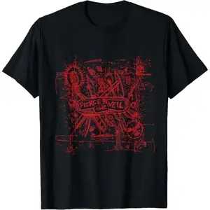 180g[100%cotton]Pierce The Veil  Red Print T-Shirt