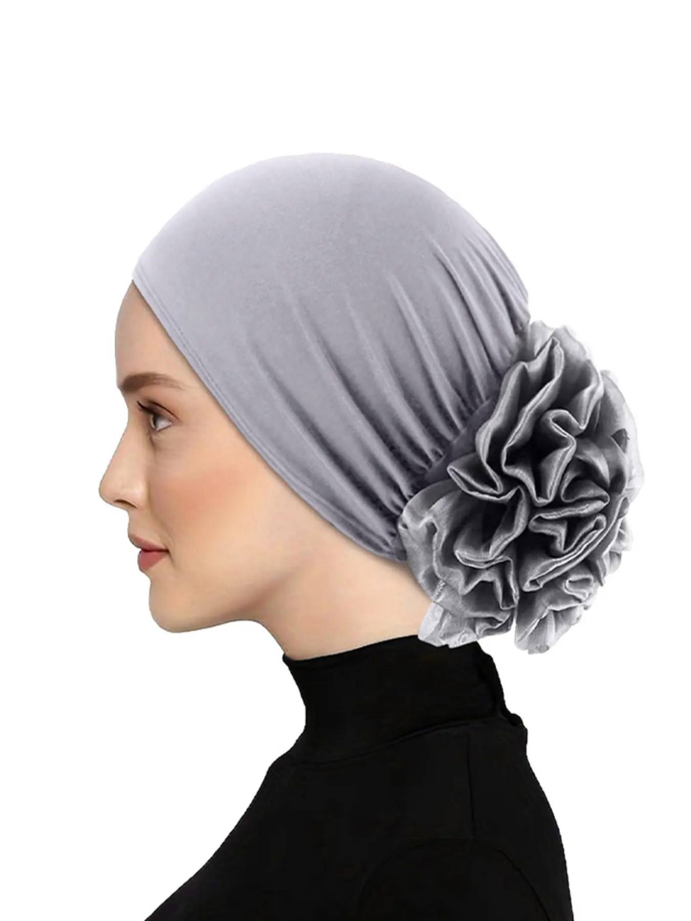 Women's Large Flower Headscarf Hat, Elastic Cloth Snood Cap, Chemotherapy Hat, Turban Hijab, Modesty, Comfortable and Stylish, Perfect for Daily Wear